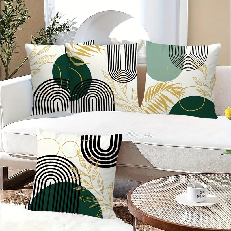 Axyaa Geometric Leaf Pattern Pillowcase for Living Room Sofa and Bedroom Décor