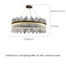 Axyaa Black/Gold Metal Crystal Chandelier LED Pendant Light Luxe Dimmable Fixture