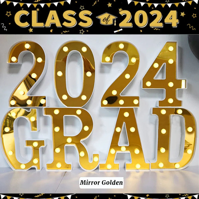 Axya LED Grad 2024 with Bachelor Cap - Class of 2024 Graduation Decorations