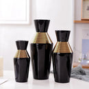 Axyaa Luxe Gold White Black Ceramic Vase Set for Minimalist Home Decor