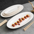 Axyaa White Ceramic Fish Plate - Specialty Sushi Dessert Snack Restaurant Tableware
