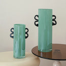 Axyaa Glass Vase Double-eared Straight-tube for Flower Arrangement and Home Decor