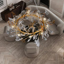 Axyaa Round Glass Leaf Crystal Chandelier - Nordic Luxury Branch Design