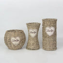 Axyaa Rattan Vase: Country Retro Bouquet Holder & Tabletop Storage Basket