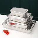 Axyaa Stainless Steel Serving Tray with Lid, Rectangle Buffet Organizer & Food Storage