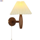 Axyaa Cream PVC LED Wall Lamps - Japanese Walnut Wood Applique Murale