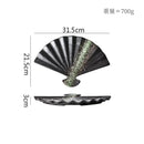 Axyaa Fan Shaped Ceramic Plate: Retro Sushi, Dessert, Dim Sum, Molecular Cuisine Tableware