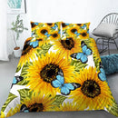 Axyaa Yellow Sunflower Floral Duvet Cover Set for Kids Girls Boys