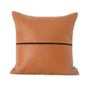 Axyaa Nordic Luxury Orange Leather Stitched Sofa Bed Pillow