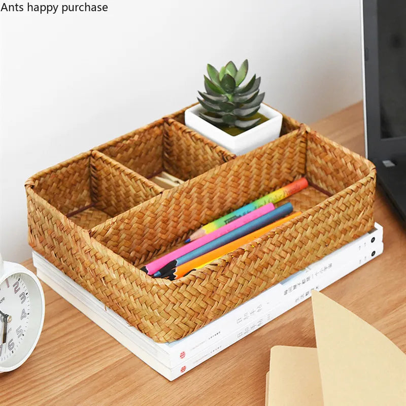 Axya Handmade Weave Storage Basket with Compartments