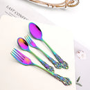 Axyaa Rainbow Stainless Steel Cutlery Set - 6Pcs Flatware for Kitchen Party