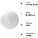 Axyaa Soft White Glass Globe Lampshade for Wall Sconce