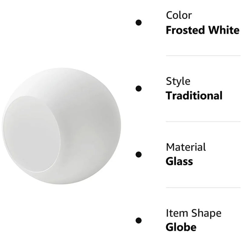 Axyaa Soft White Glass Globe Lampshade for Wall Sconce