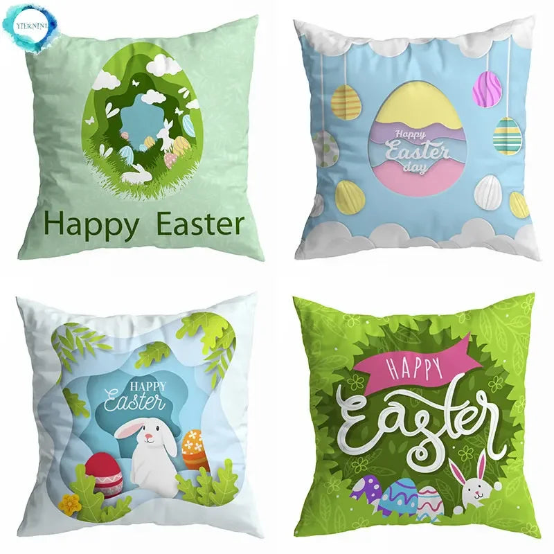 Spring Peach Rabbit Cushion Cover 45x45cm for Sofa Decor, Car, Bedside - Axyaa