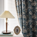 Axya Blue Oil Painting Flower Kitchen Curtains - American Rural Style Bay Window Curtains