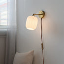 Axyaa White Glass LED Wall Light with Pull Chain Switch & Copper Base