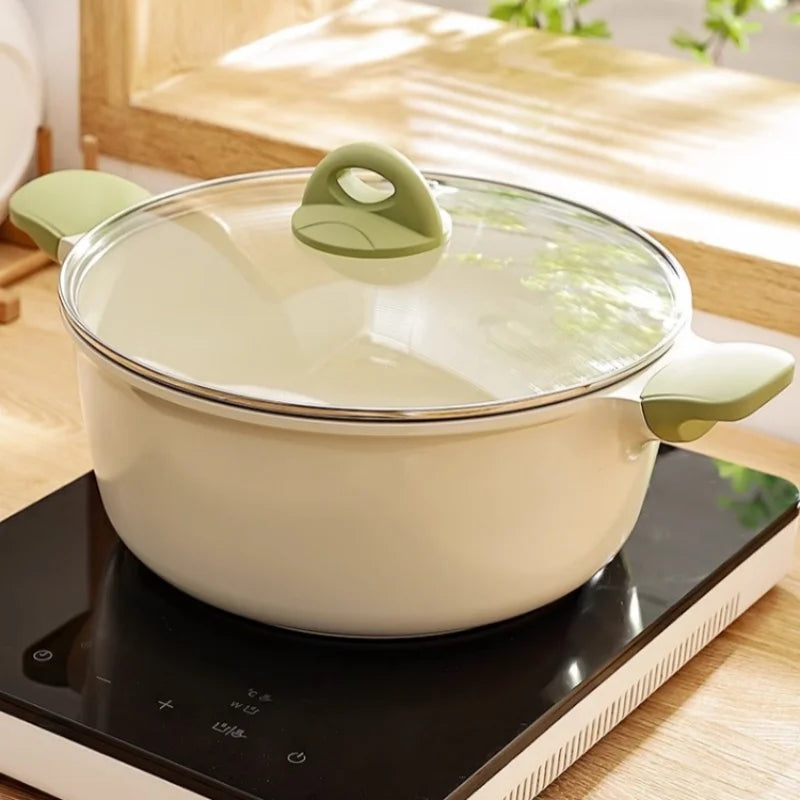 Axyaa 24cm Soup Pot Non Stick Large Capacity Stewing Pot Kitchen Accessory