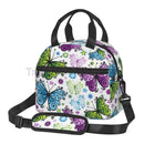 Axyaa Colorful Butterflies Insulated Lunch Bag with Shoulder Strap