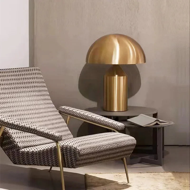 Axyaa Nordic Mushroom Table Lamp in White/Black/Gold - Elegant Lighting for Bedroom & Dining Room