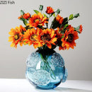 Blue Glazed Glass Vase Hydroponic Flower Pots by Axyaa - Modern Desk Decoration