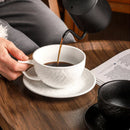Axyaa Frosted Stone Ceramic Latte Flower Cup - Retro Luxury Black & White Mug