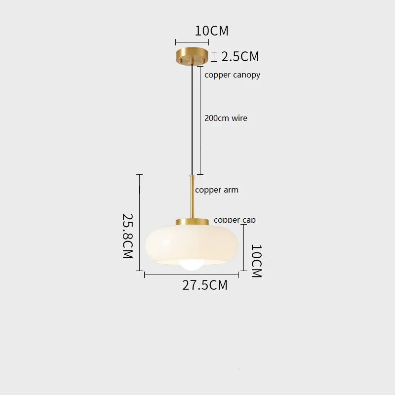 Axyaa Nordic Modern LED Ceiling Lamp with Copper Yellow Glass Lampshade