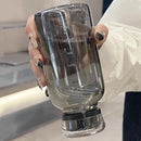 Axyaa Large Glass Water Bottle with Straw, 2 Lids, Clear, Leakproof, Kawaii Eco-Friendly Design