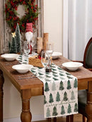 Axyaa Christmas Pine Tree Table Runner for Festive Table Decor