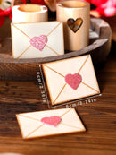 Wooden Envelope Ornaments with Pink Hearts by Axyaa: Valentine's & Wedding Decor