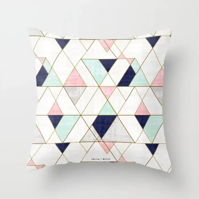 Axyaa Geometric Sunset Rainbow Pink Pillowcase