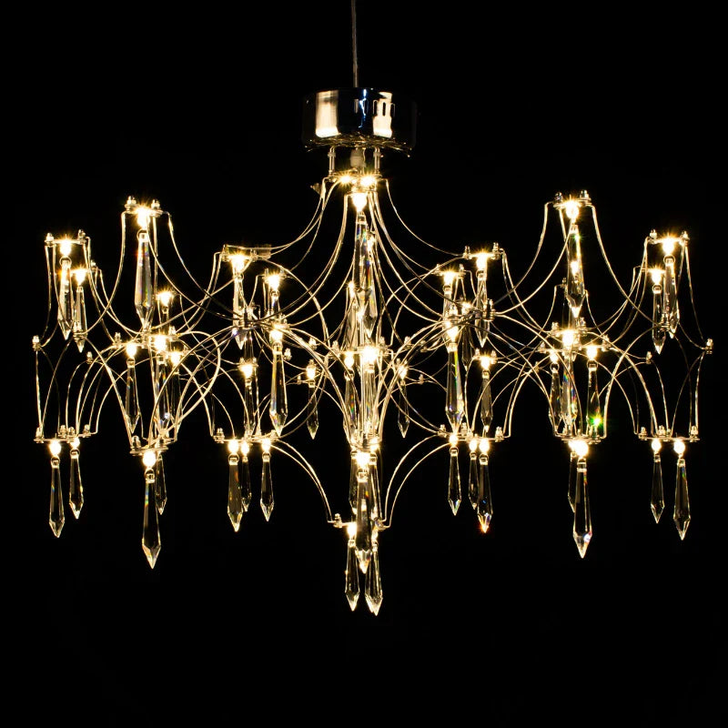 Axyaa Starry Crystal Chandelier: Luxe Modern Lighting for Hotel, Villa, Dining Room