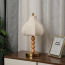 Axyaa Vintage Wood Fabric Desk Lamp, Japanese Style Bedside Study Bedroom Retro Lighting