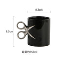 Axyaa Scissor Handle Coffee Cup with Camellia Flower Design