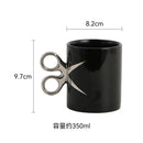 Axyaa Scissor Handle Coffee Cup with Camellia Flower Design
