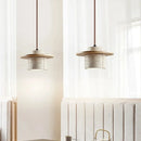 Axyaa Stone Wood Cream LED Pendant Chandelier for Bedroom Home Decor