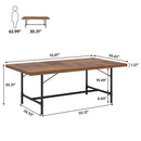 Rustic Axyaa Dining Table: 70.9-Inch Wood Table for 6-8 People with Metal Frame