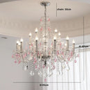 Axyaa French Blue Crystal Chandelier: Luxury Glass E14 Pendant Light, Romantic Living Room Decor