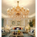 Axyaa Luxury Crystal Chandelier for Living & Dining Room - Elegant Golden Villa Candles Hanging Light