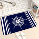 Axyaa Blue Emblem Pattern Diatom Mud Floor Mat: Super Non-Slip & Absorbent