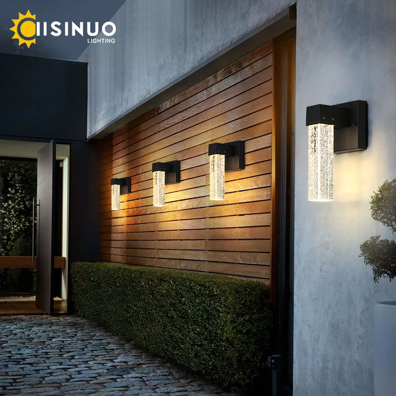 Axyaa Crystal LED Outdoor Wall Light Waterproof Sconce for Garden and Balcony