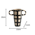Axyaa Black White Pattern Ceramic Vases Abstract Art Flower Pots Room Decor