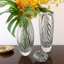 Axyaa Murano Style Black & White Feather Glass Vase: Hand Blown Art for Decor & Centerpiece
