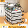 Axyaa Stackable Tray Organizer Set for Desk with Paper, Letter, Accessories - Black