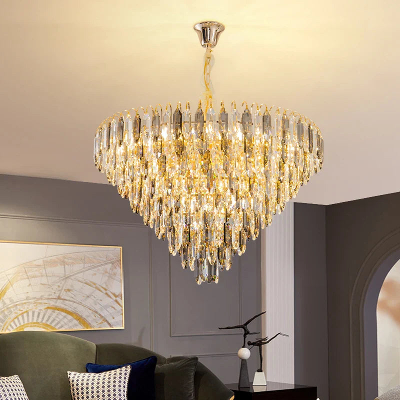 Axyaa Crystal Large Chandelier for Living Room and Lobby Luxe Décor