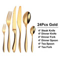 Axyaa Gold Stainless Steel Cutlery Set - Knife Fork Spoon Flatware