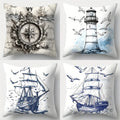 Nautical Sailing Pillowcase Set, Axyaa Brand, 17.7"x17.7", Sofa Waist Cushion Coastal Decor