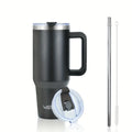 Axyaa 40oz Stainless Vacuum Insulated Coffee Cup with Handle and Straw