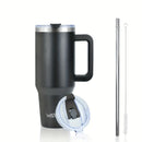 Axyaa 40oz Stainless Vacuum Insulated Coffee Cup with Handle and Straw
