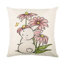 Axyaa Spring Rabbit Pillowcase 45x45cm Decorative Linen Sofa Cushion Cover