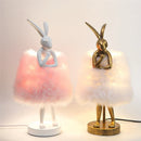 Axya Rabbit Resin Feather Table Lamp: Creative Bedroom Decor & Girl's Gift